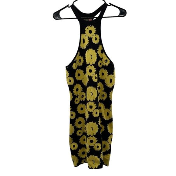 Urban Outfitters Charlie‎ Knit Sunflower Floral Print Sleeveless Halter Dress S - Picture 3 of 11